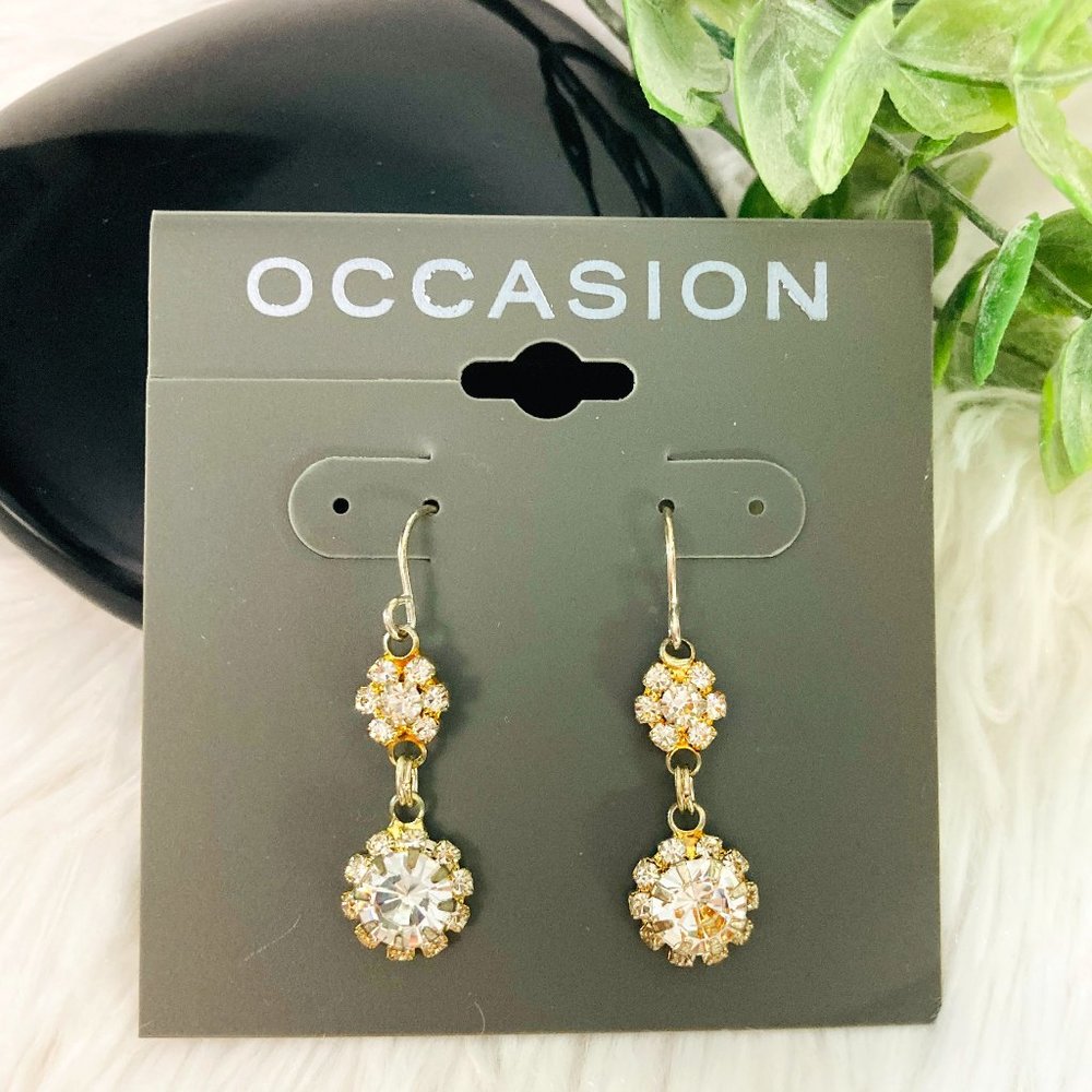 Dainty small flower crystal drop dangle earrings